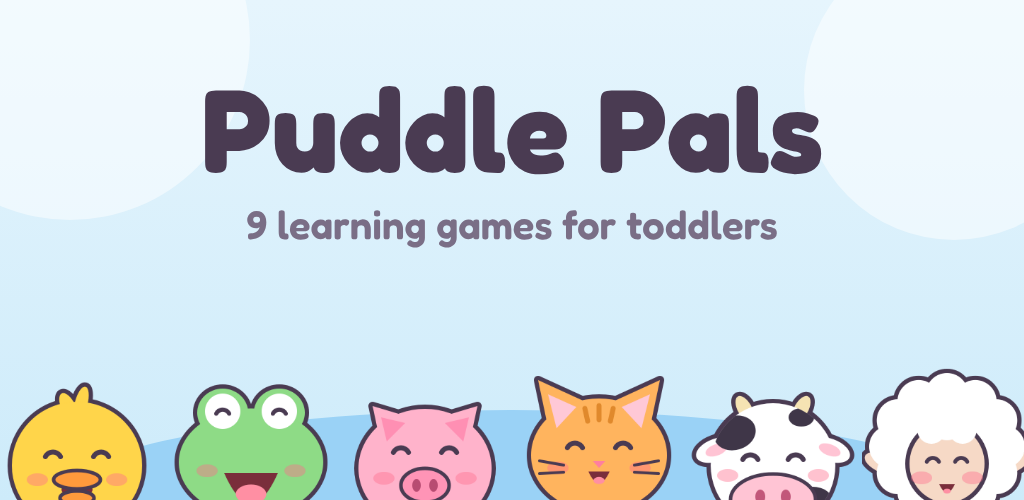 Puddle Pals: six cartoon animals under the game title